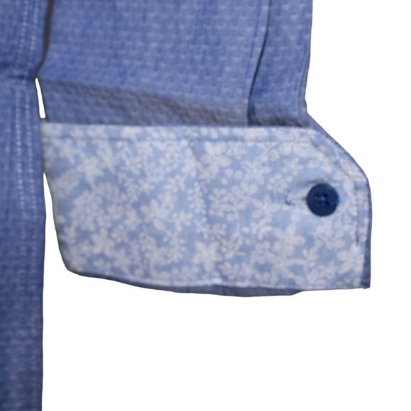 Steel & Jelly London Mens XL Flip Cuff Blue Long Sleeve Casual Dress Shirt - Picture 6 of 9